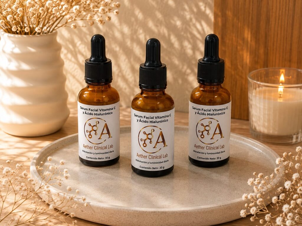 Sérum facial con vitamina C y ácido hialurónico